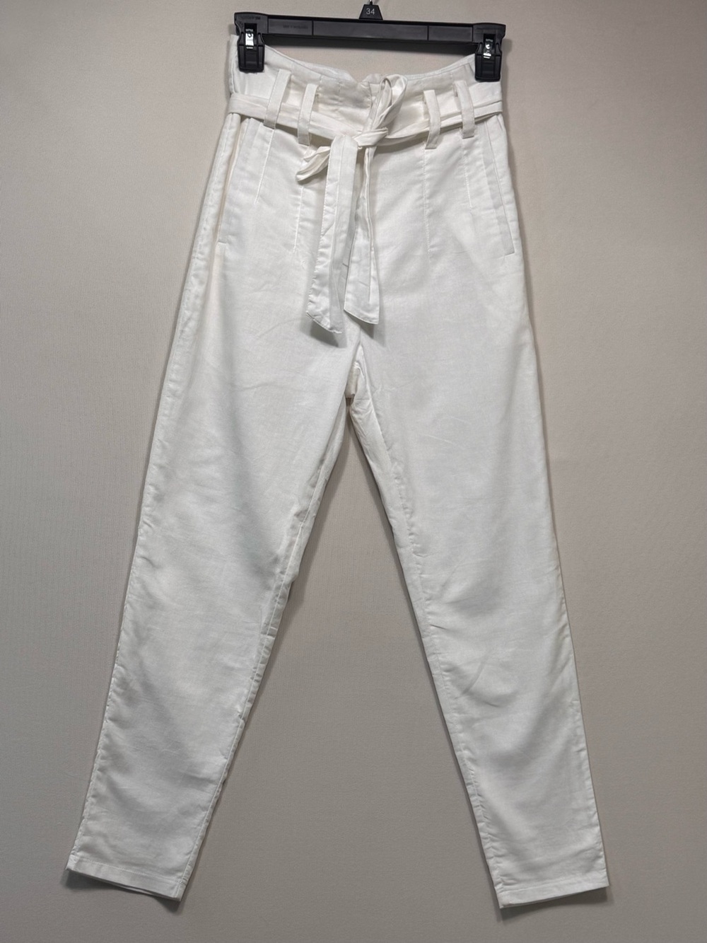 Aqua Linen Blend Hi-Rise Crop Pants Size XS White Beachy Coastal Travel nwt